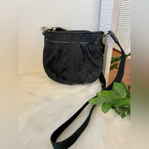 Black Coach Logo Canvas Small Crossbody Purse